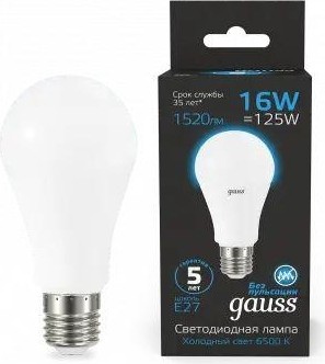 Лампа светодиодная GAUSS A60 a60 16w 1520lm 6500k e27 led 102502316 - изображение 2