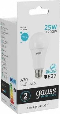 Лампа светодиодная GAUSS A67 elementary a67 25w 2100lm 4100k e27 led 73225 - изображение 3