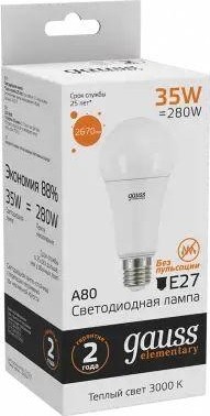Лампа светодиодная GAUSS A67 elementary a67 35w 2670lm 3000k e27 led 70215 - изображение 3