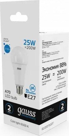 Лампа светодиодная GAUSS A67 elementary a67 25w 2150lm 6500k e27 led 73235 - изображение 4
