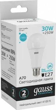 Лампа светодиодная GAUSS A67 elementary a67 30w 2360lm 4100k e27 led 73229 - изображение 3