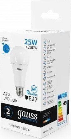 Лампа светодиодная GAUSS A67 elementary a67 25w 2150lm 6500k e27 led 73235 - изображение 3
