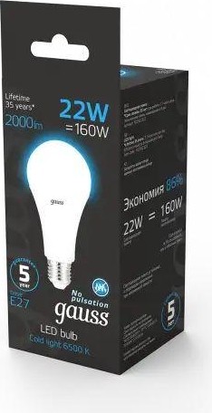 Лампа светодиодная GAUSS A70 a70 22w 1640lm 6500k e27 led 102502322 - изображение 4