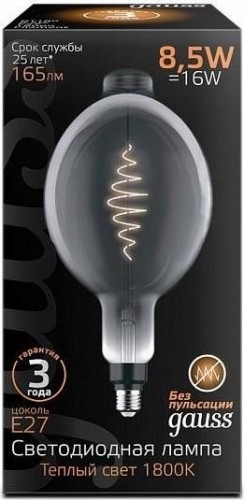 Лампа светодиодная GAUSS BT180 filament 8.5w 165lm 1800к е27 gray flexible led 152802005 - изображение 2