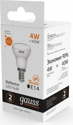Лампа светодиодная GAUSS elementary r39 4w 300lm 3000k e14 63114 - изображение 3