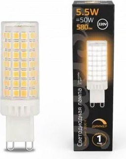 Лампа светодиодная GAUSS G9 g9 ac185-265v 5,5w 550lm 3000k керамика диммируема 107309155-D - изображение 2