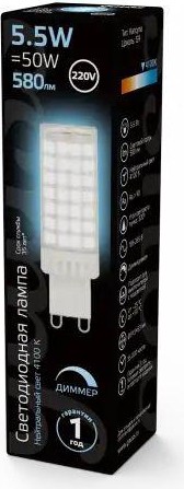 Лампа светодиодная GAUSS G9 g9 ac185-265v 5,5w 550lm 4100k керамика диммируема 107309255-D - изображение 3
