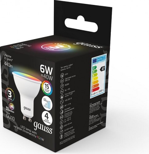 Лампа светодиодная GAUSS MR16 6w gu10 rgbw+димирование led 101106406 - изображение 2
