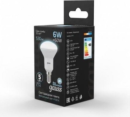 Лампа светодиодная GAUSS R50 r50 6w 530lm 4100k е14 led 106001206 - изображение 3