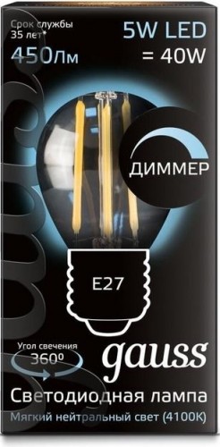 Лампа светодиодная GAUSS Шар filament шар 5w 450lm 4100к е27 диммируемая led 105802205-D - изображение 2