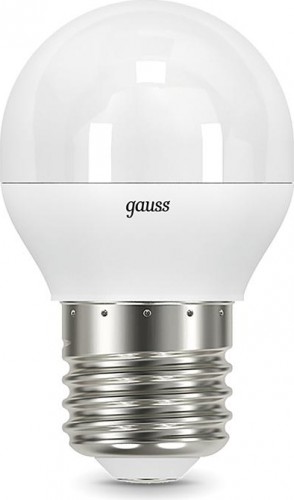 Лампа светодиодная GAUSS Шар 6.5w 520lm 3000k e27 led 105102107