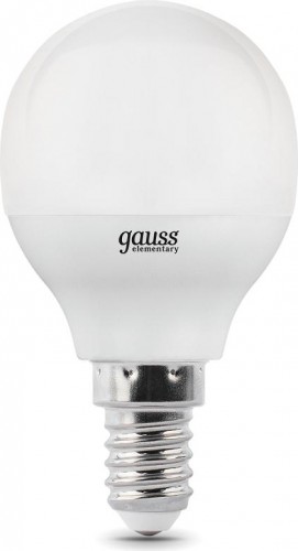 Лампа светодиодная GAUSS Шар elementary шар 6w 450lm 4100k е14 led 53126 - изображение 2