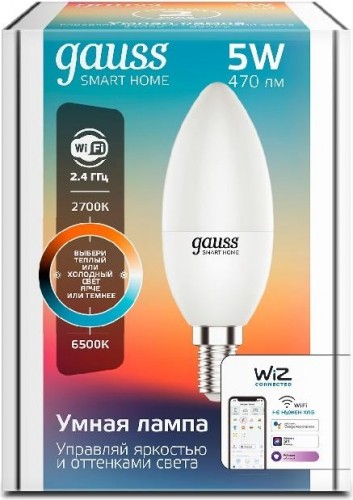 Лампа светодиодная GAUSS Smart home с37 5w 470lm 2700-6500к е14 диммируемая led 1110112 - изображение 3