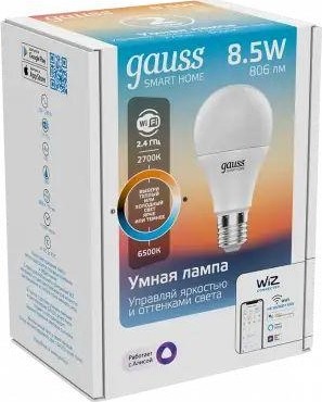 Лампа светодиодная GAUSS Smart home a60 8,5w 806lm 2700-6500к e27 диммируемая led 1130112