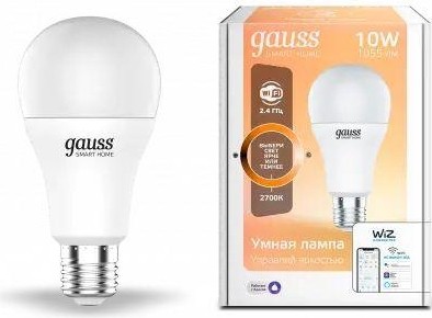 Лампа светодиодная GAUSS Smart home a60 10w 1055lm 2700к e27 диммируемая led 1070112 - изображение 2