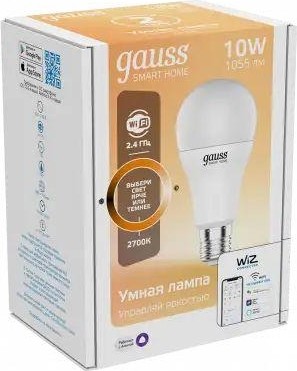 Лампа светодиодная GAUSS Smart home a60 10w 1055lm 2700к e27 диммируемая led 1070112