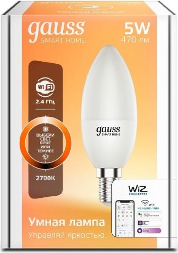 Лампа светодиодная GAUSS Smart home с37 5w 470lm 2700к е14 диммируемая led 1100112 - изображение 3