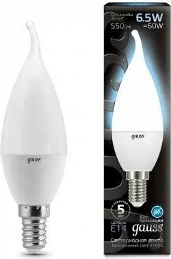 Лампа светодиодная GAUSS Свеча на ветру 6.5w 550lm 4100k e14 led 104101207 - изображение 2