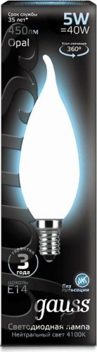 Лампа светодиодная GAUSS Свеча filament на ветру 5w 450lm 4100к е14 milky led 104201205 - изображение 2