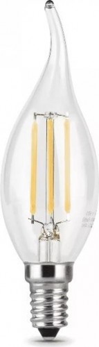 Лампа светодиодная GAUSS Свеча filament на ветру 5w 420lm 2700к е14 led 104801105