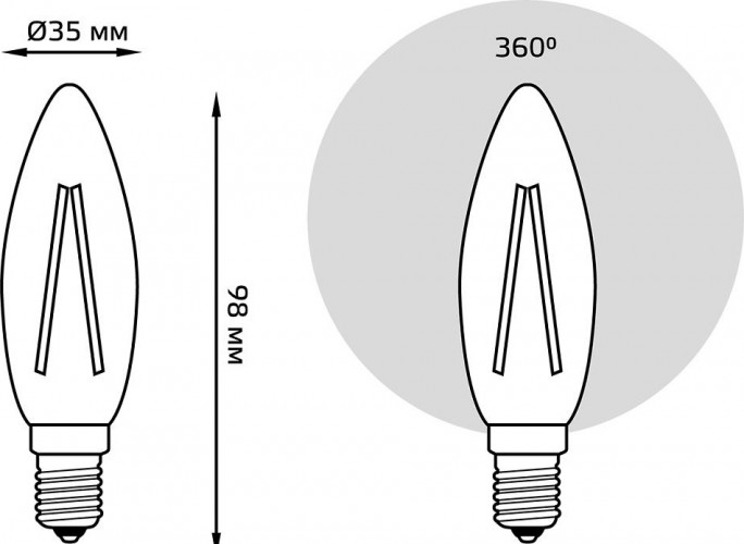 Лампа светодиодная GAUSS Свеча filament 5w 420lm 2700к е14 диммируемая led 103801105-D - изображение 5