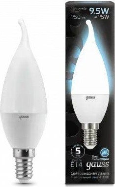 Лампа светодиодная GAUSS Свеча на ветру 9.5w 950lm 4100k e14 led 104101210