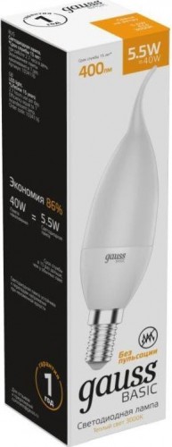 Лампа светодиодная GAUSS Свеча на ветру basic 5,5w 400lm 3000k e14 led 1034116 - изображение 2