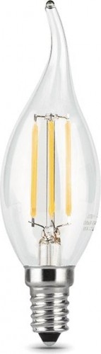 Лампа светодиодная GAUSS Свеча filament на ветру 7w 550lm 2700к е14 led 104801107