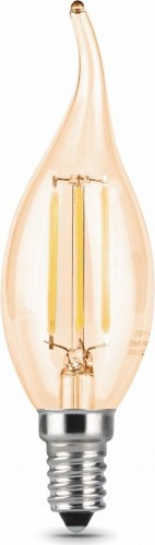 Лампа светодиодная GAUSS Свеча filament на ветру 5w 420lm 4100к е14 golden led 104801805