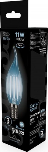 Лампа светодиодная GAUSS Свеча filament на ветру 11w 830lm 4100к е14 led 104801211 - изображение 5