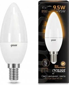 Лампа светодиодная GAUSS Свеча 9.5w 890lm 3000к e14 led 103101110 - изображение 3