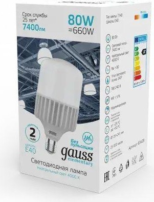 Лампа светодиодная GAUSS T140 elementary 80w 6400lm 4000k e40 led 63428 - изображение 2