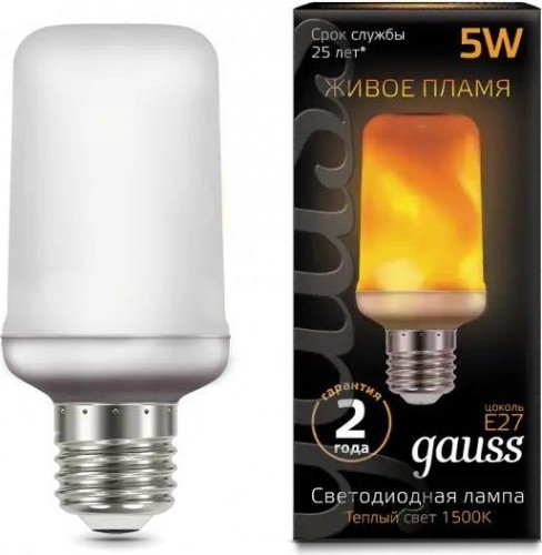 Лампа светодиодная GAUSS T65 t65 5w 20-80lm 1500k e27 flame led 157402105