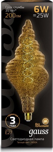 Лампа светодиодная GAUSS TL120 filament 6w 200lm 2400к е27 gray flexible led 166802008 - изображение 2