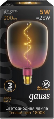 Лампа светодиодная GAUSS V140 filament 5w 200lm 1800к е27 pink-clear flexible le 1010802105 - изображение 2