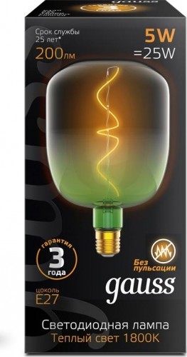Лампа светодиодная GAUSS V140 filament 5w 200lm 1800к е27 green-clear flexible l 1009802105 - изображение 2