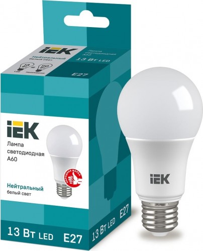 Лампа светодиодная IEK A60 13Вт 4000К Е27 Шар LLE-A60-13-230-40-E27