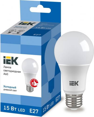 Лампа светодиодная IEK A60 15Вт 6500К Е27 Шар LLE-A60-15-230-65-E27