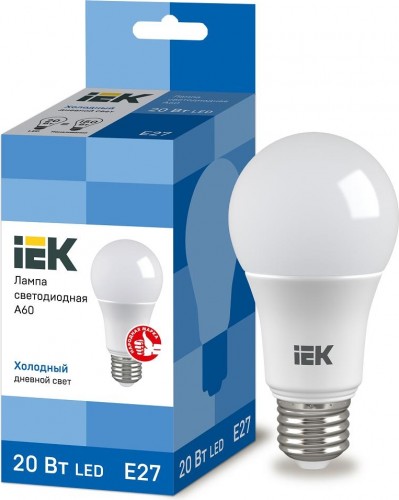 Лампа светодиодная IEK A60 20Вт 6500К Е27 Шар LLE-A60-20-230-65-E27