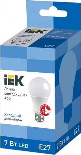 Лампа светодиодная IEK A60 7Вт 6500К Е27 Шар LLE-A60-7-230-65-E27