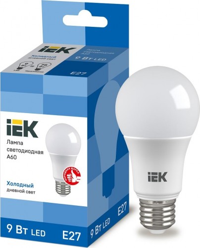 Лампа светодиодная IEK A60 9Вт 6500К Е27 Шар LLE-A60-9-230-65-E27