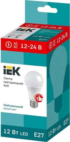 Лампа светодиодная IEK A60 шар 12вт 4000к Е27 LLE-A60-12-12-24-40-E27 - изображение 2
