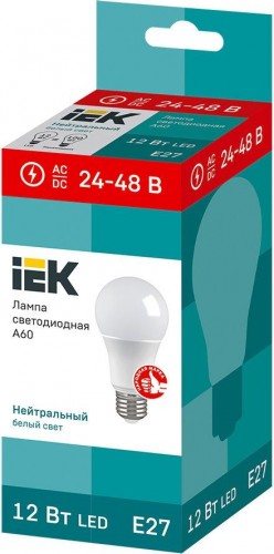 Лампа светодиодная IEK A61 шар 12вт 4000к Е28 LLE-A60-12-24-48-40-E27 - изображение 2