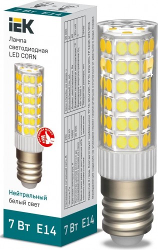 Лампа светодиодная IEK Corn 7Вт капсульная 4000к e14 керамика LLE-CORN-7-230-40-E14 - изображение 3