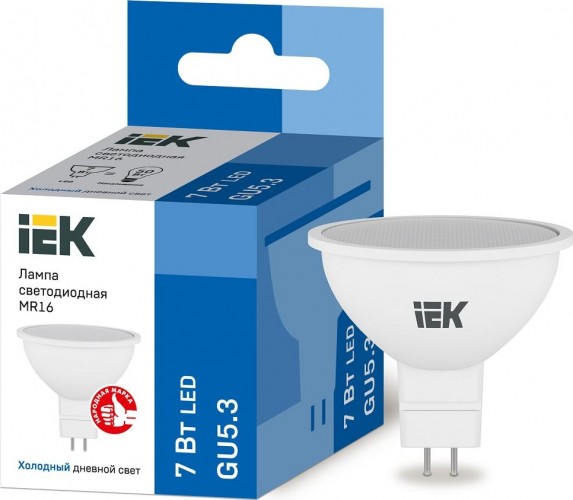 Лампа светодиодная IEK MR16 7Вт 6500К GU5.3 Софит LLE-MR16-7-230-65-GU5
