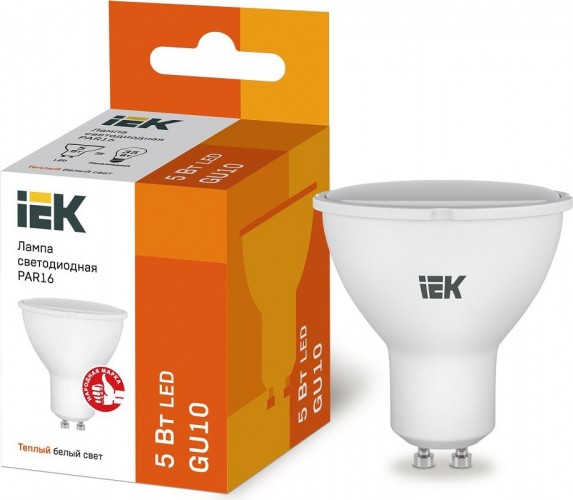 Лампа светодиодная IEK PAR16 5Вт 3000К GU10 Софит LLE-PAR16-5-230-30-GU10