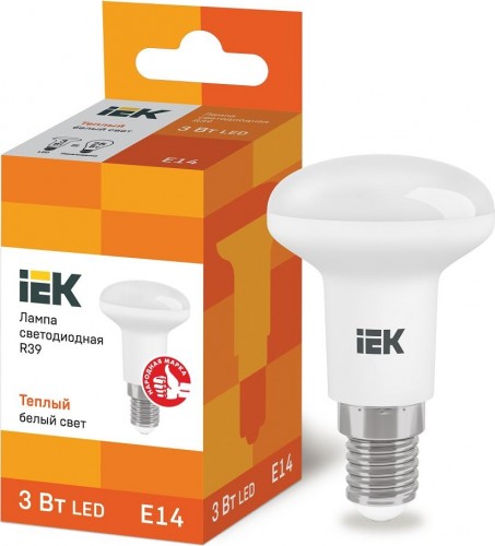 Лампа светодиодная IEK R39 3Вт 3000К Е14 рефлектор LLE-R39-3-230-30-E14