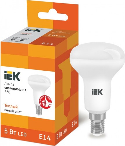 Лампа светодиодная IEK R50 5Вт 3000К Е14 рефлектор LLE-R50-5-230-30-E14