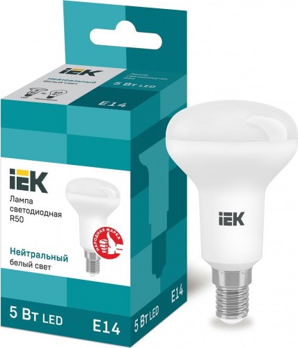 Лампа светодиодная IEK R50 5Вт 4000К Е14 рефлектор LLE-R50-5-230-40-E14