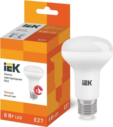 Лампа светодиодная IEK R63 8Вт 3000К Е27 рефлектор LLE-R63-8-230-30-E27